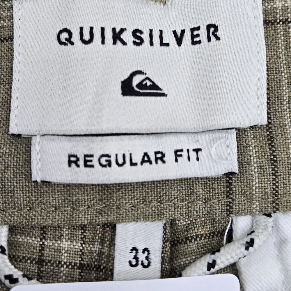 Quiksilver Men Shorts 33 Brown Plaid‎ Chino Button 9